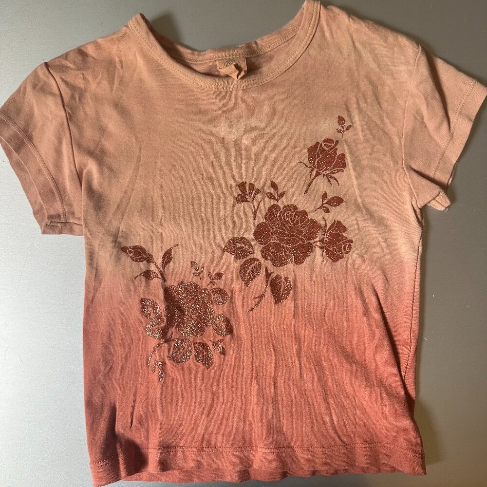 Urban Outfitters orange floral cropped tee